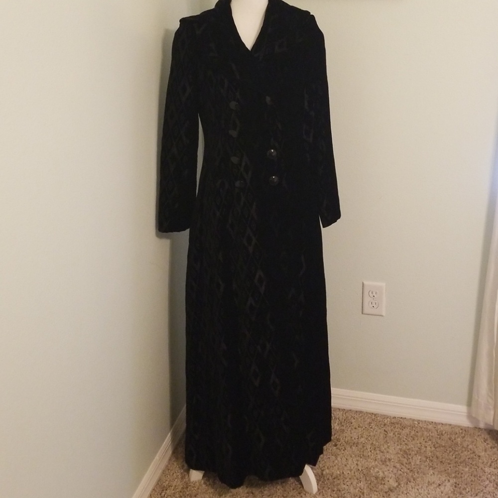 Vintage Velvet Full Length Coat, size small, black